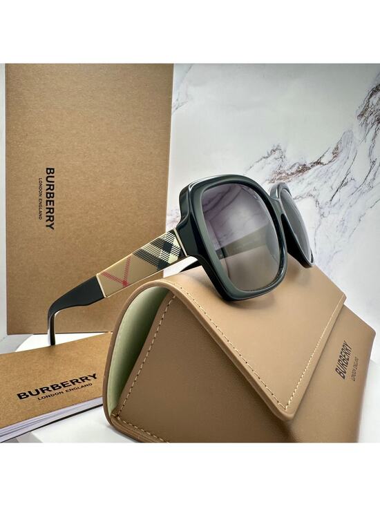 New Burberry Sunglasses Black Square Frames Checkered Arms Gradient BURBERRY main image 11